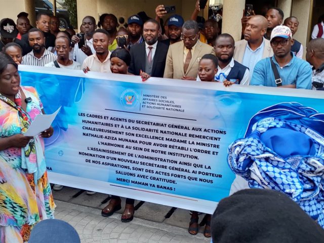 RDC – 10 JUIN 2025 : LES REMERCIEMENTS DES AGENTS DU SECRETARIAT GENERAL DES ACTIONS HUMANITAIRES ET A LA SOLIDARITE NATIONALE A SON EXCELLENCE NATHALIE AZIZA MUNANA